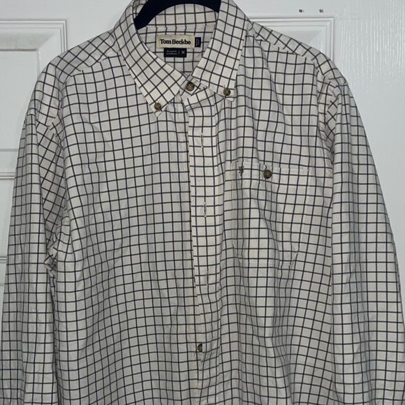 Tom Beckbe Men’s Medium Blue and Black Button Down - Picture 3 of 6